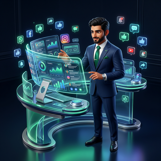 3D Avatar Managing Social Accounts